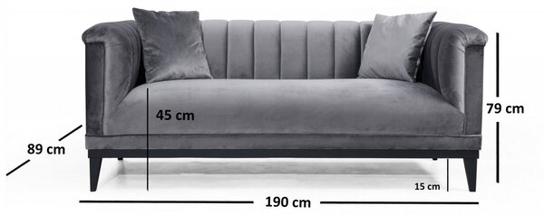 Диван за 2 места Брахим Сив 195x68 см