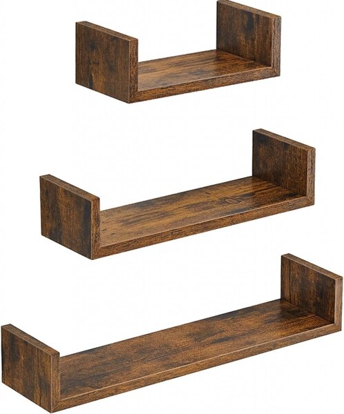 Комплект 3 стенни етажерки, Songmics, Антик, 30x15x10 см