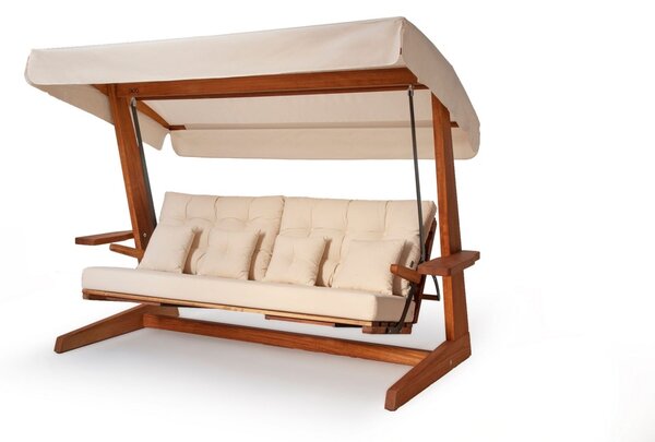 Градински люлеещ се стол с 3 места Луна Делукс 2600 Бежов 260x200x195 см