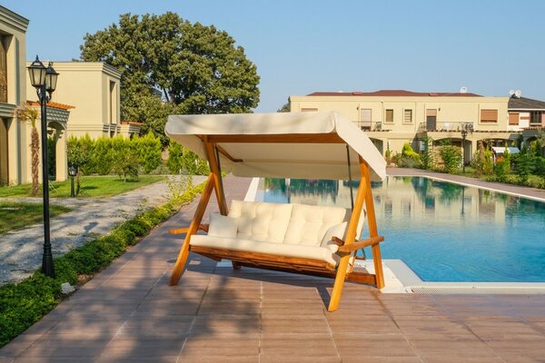 Градински люлеещ се стол с 3 места Lyon 2400 Бежов 236x190x175 см