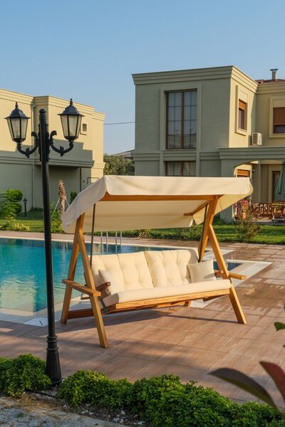 Градински люлеещ се стол с 3 места Lyon 2400 Бежов 236x190x175 см