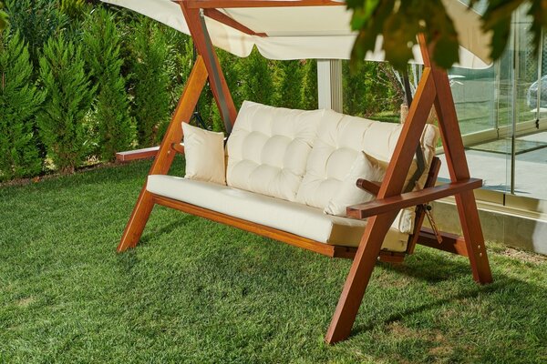 Градински люлеещ се стол с 3 места Lyon 2400 Бежов 236x190x175 см
