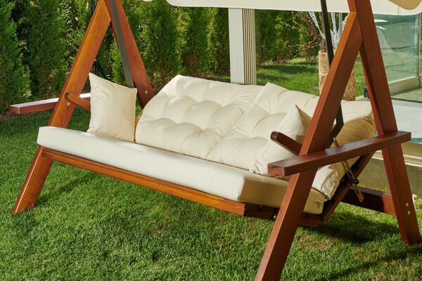 Градински люлеещ се стол с 3 места Lyon 2400 Бежов 236x190x175 см