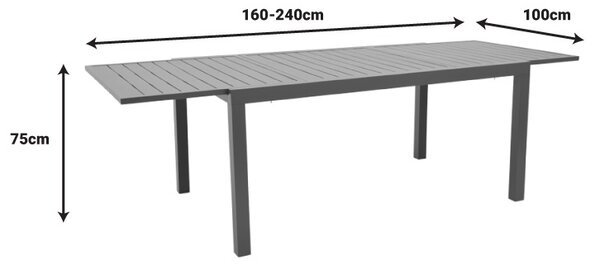 Комплект от 7 бр. градинска маса и столове Азелия-Лафла Сив 77x55x94 см