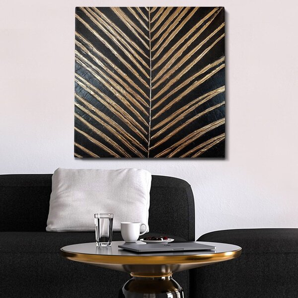 Ръчно рисувана картина 70x70 cm Palm Leaf – Wallity