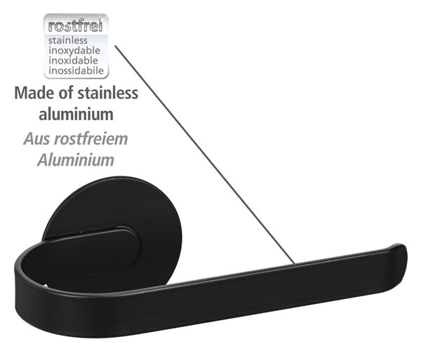 Матово черен самозалепващ метален държач за тоалетна хартия Bivio – Wenko