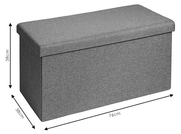 Пейка с кутия за съхранение за антре текстил Greatness сива 76x38x38см