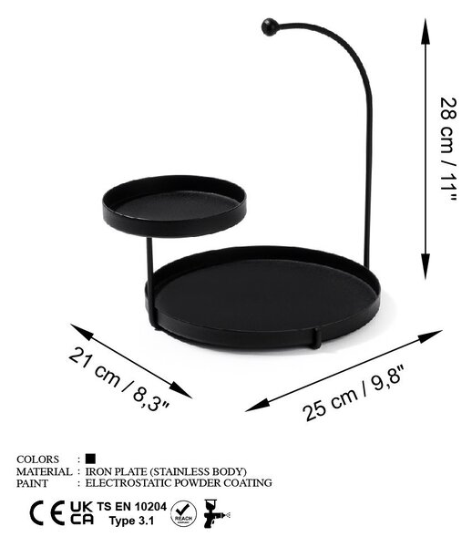 Поставка за бижута Knidos Черен 25x28x21 см