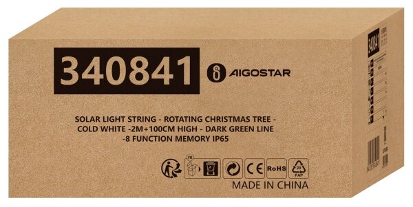 Aigostar - LED Соларна коледна декорация LED/0,59W/3,7V 100 cm IP65 студено бяло