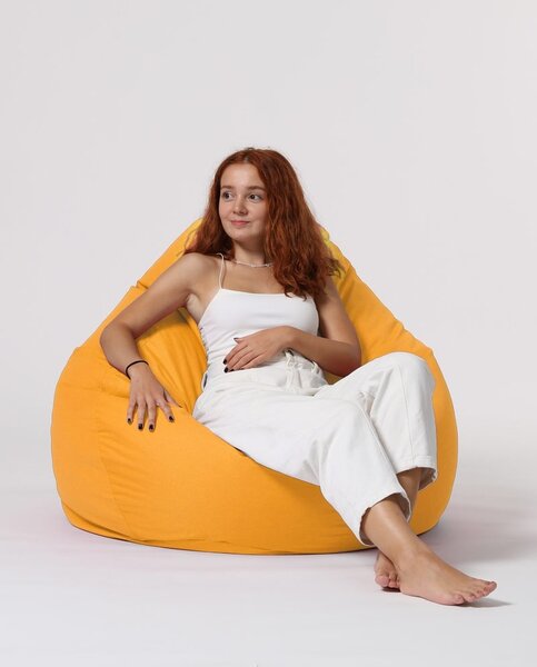 Градински пухен фотьойл Premium Жълт 115x130x39 см