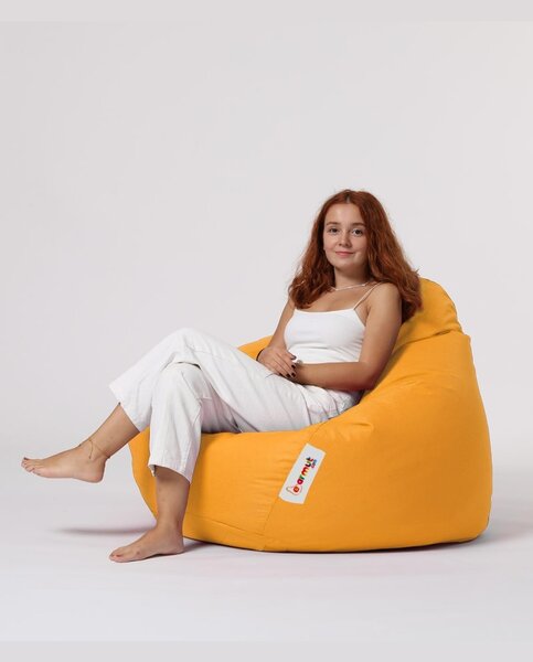 Градински пухен фотьойл Premium Жълт 115x130x39 см