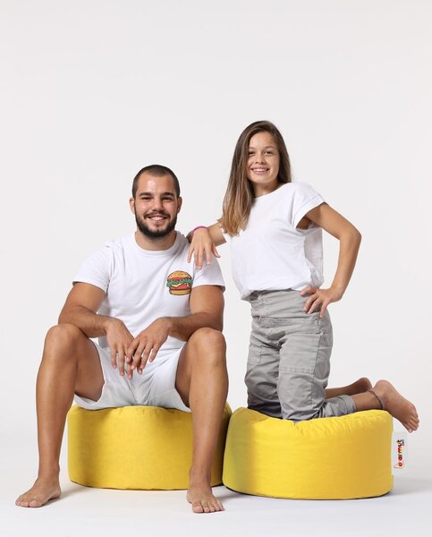 Градински пуф табуретка Round жълт 55x30 см