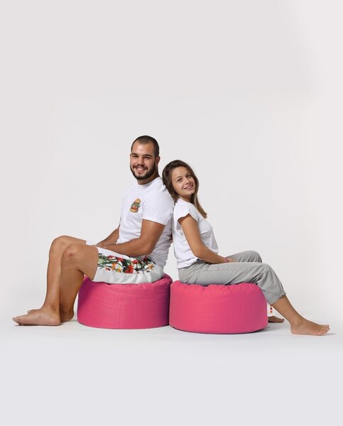 Пуф табуретка за градина Round Розов 55x30 см