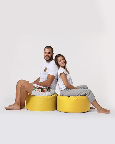 Градински пуф табуретка Round жълт 55x30 см