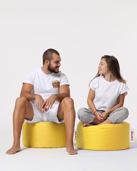 Градински пуф табуретка Round жълт 55x30 см
