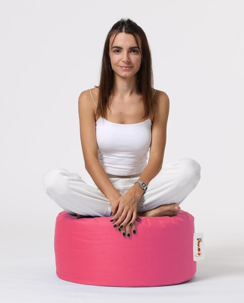 Пуф табуретка за градина Round Розов 55x30 см