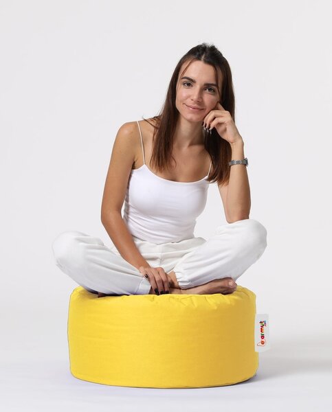 Градински пуф табуретка Round жълт 55x30 см