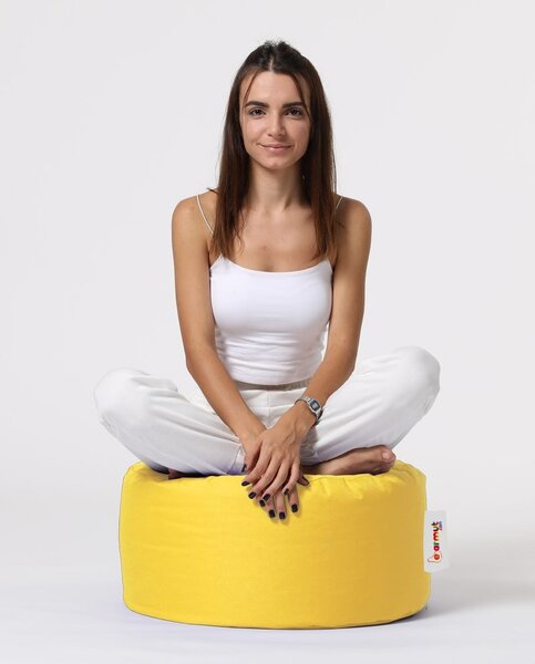 Градински пуф табуретка Round жълт 55x30 см