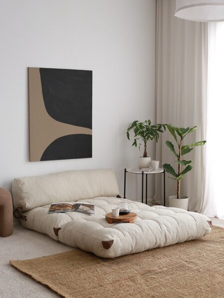 Разтегателен диван с 2 места Fold Крем 120x79x75 см