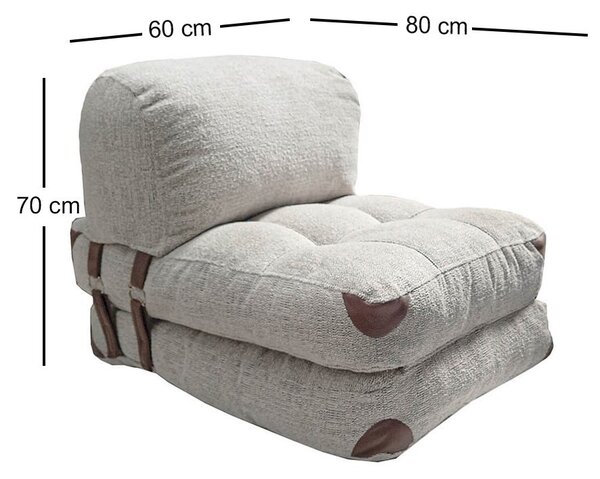 Разтегателен фотьойл Fold Сив 160x80x70 см