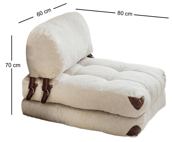 Разтегателен фотьойл Fold Крем 160x80x70 см