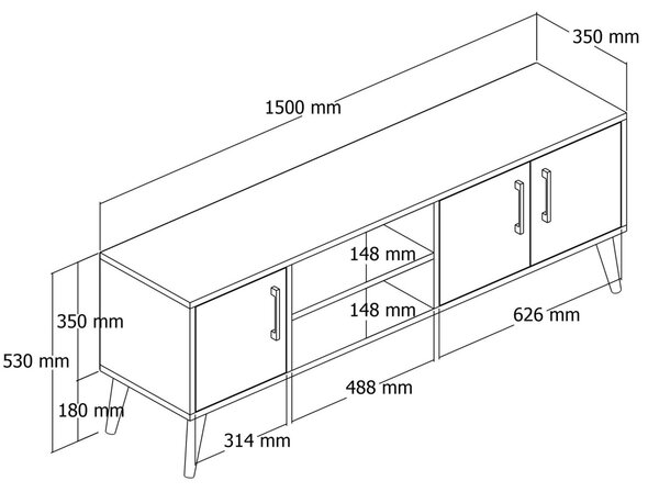 ТВ конзола Exxen Дъб 150x52x34 см