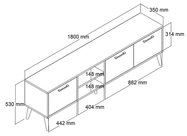ТВ конзола Exxen Дъб 180x53x35 см