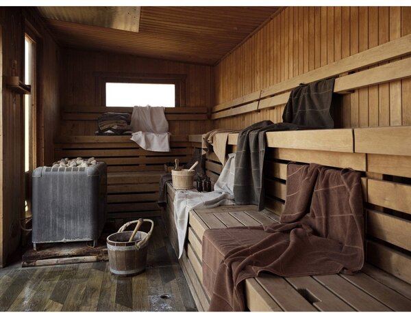 Кафяво-сива памучна кърпа от тери 50x100 cm Sauna – Zone