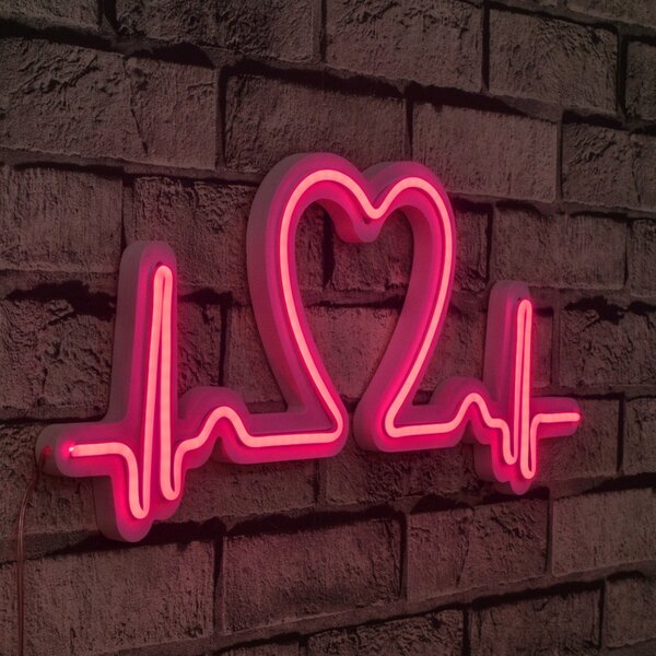 Светеща LED декорация за стена Love Rhythm Розова 51x21x2 см