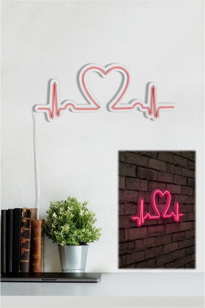 Светеща LED декорация за стена Love Rhythm Розова 51x21x2 см