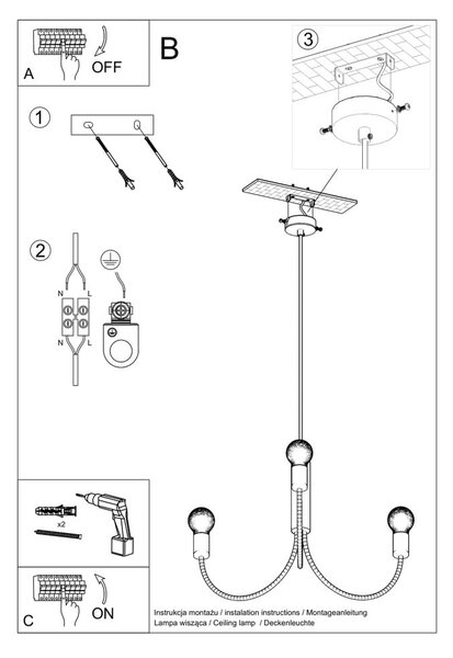 Черно висящо осветително тяло ø 45 cm Karim – Nice Lamps