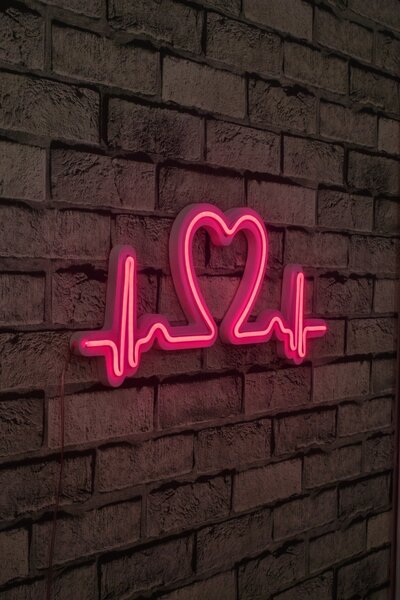Светеща LED декорация за стена Love Rhythm Розова 51x21x2 см