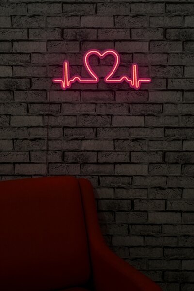 Светеща LED декорация за стена Love Rhythm Розова 51x21x2 см