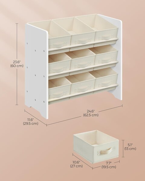Рафт за организиране на детски играчки White Songmics 62.5x29.5x60 cm