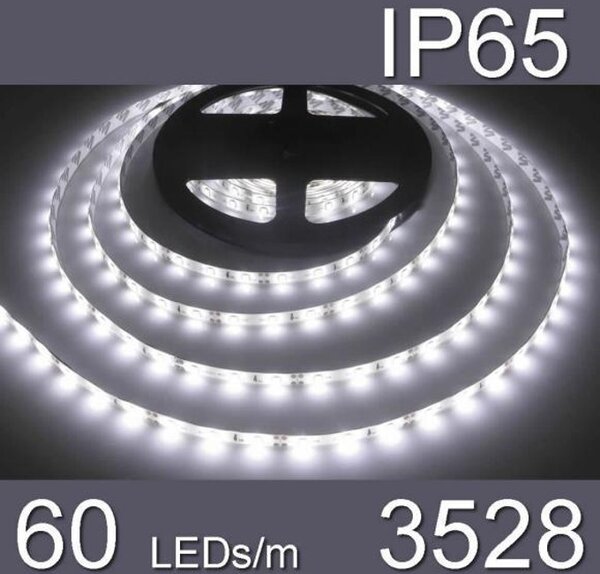 LED лента WFS3528-60CW, 4.8W/m, DC 12V, IP65, студено бяла, 5m