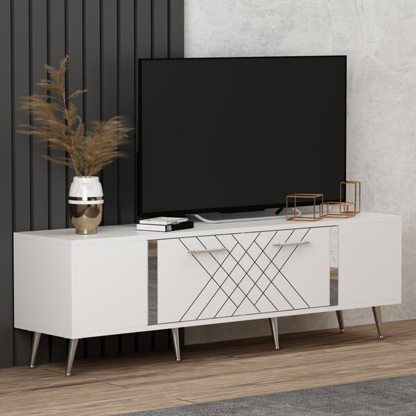 ТВ конзола Детащ Бял 150x48.2x35 см