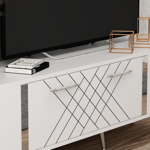 ТВ конзола Детащ Бял 150x48.2x35 см