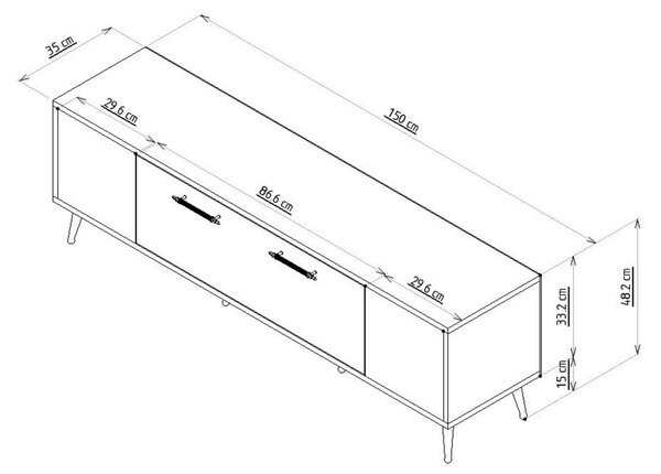 ТВ конзола Детащ Бял 150x48.2x35 см