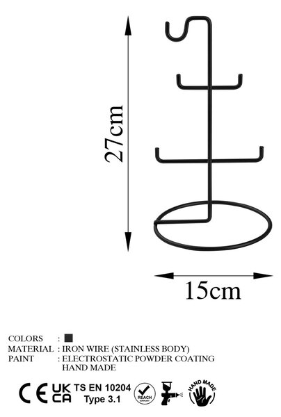 Поставка за бижута TK Черен 15x15x27 см