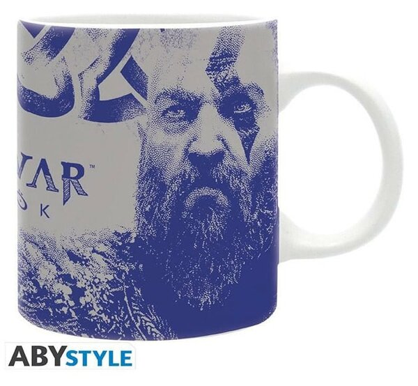 Чаша ABYstyle God of War - Kratos and Atreus, 320ml, синьо-бяла