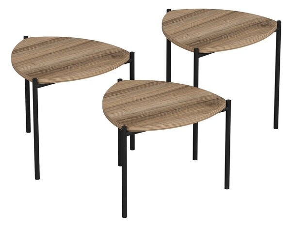 Комплект стативни масички за кафе, 3 броя Лени Орех 45x45x45 см