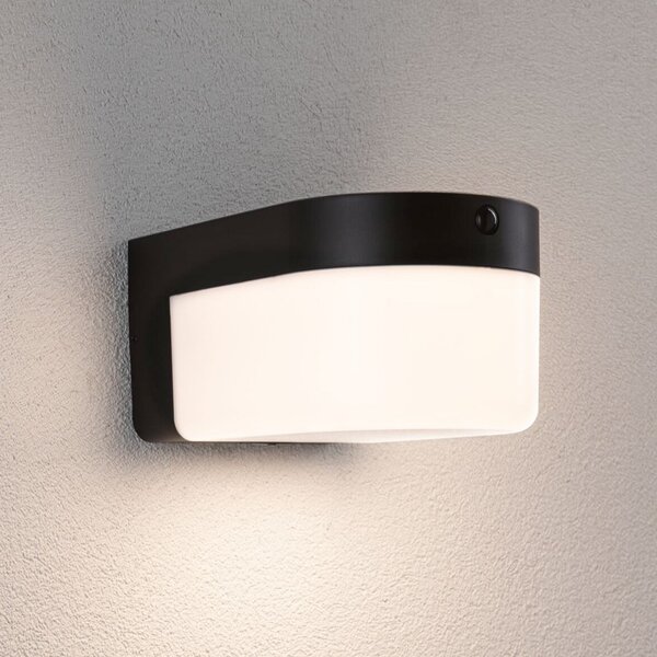 Paulmann LED стенна лампа Calyne, 230 V + Solar, черна, 23 см, Черен, Пластмаса, Модерен