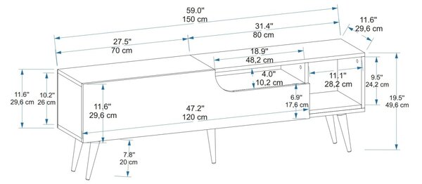 ТВ конзола бяла зелена 150x29.6x49.6 см