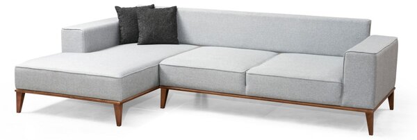 Разтегателен ъглов диван Монтана Светлосив 288x160x85 см