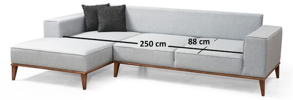 Разтегателен ъглов диван Монтана Светлосив 288x160x85 см
