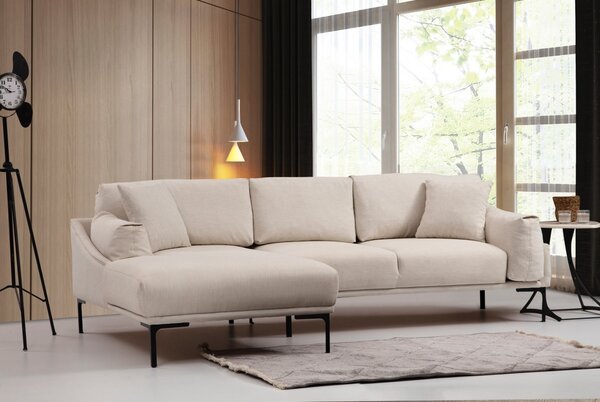 Ъглов диван Лео Крем 255x150x65 см