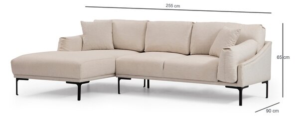Ъглов диван Лео Крем 255x150x65 см