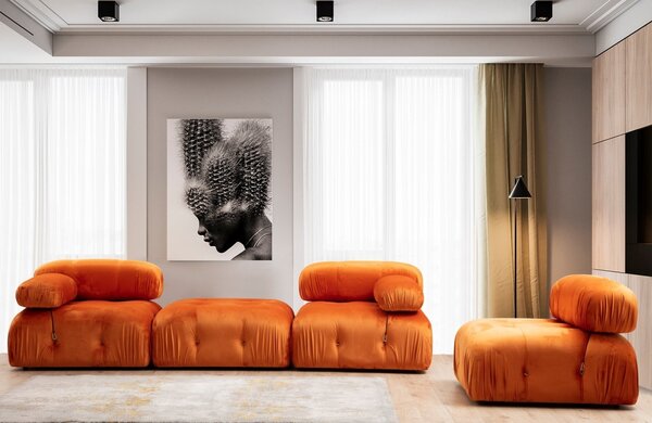 Модулен диван Bubble Оранжев 95x95x75 см