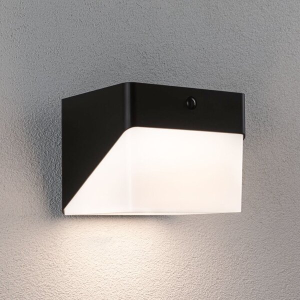 Paulmann LED стенна лампа „Lioren“ на Paulmann, 230 V + Solar, черна, 17 см, Черен, Пластмаса, Модерен