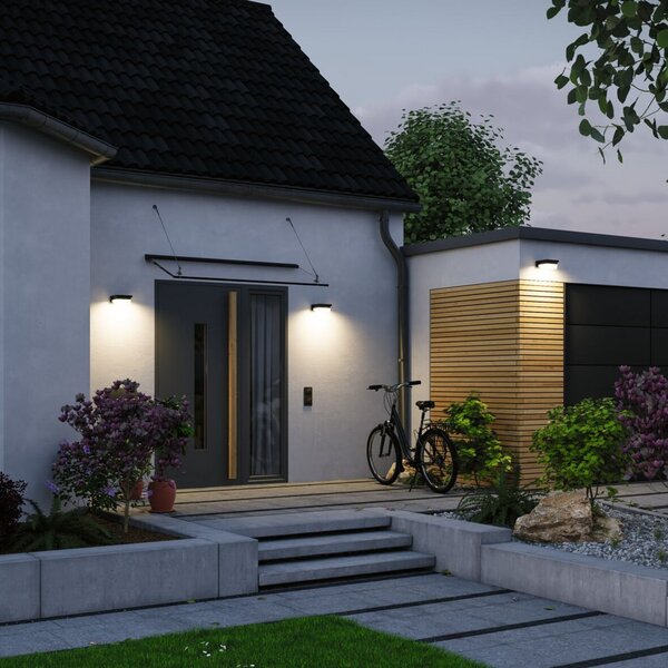 Paulmann LED стенна лампа Isleen, 230 V + Solar, черна, 16 см, Черен, Пластмаса, Модерен